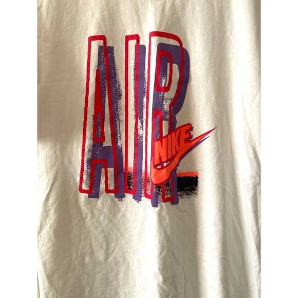 Nike Air T-Shirt Mens Medium white Neon Spellout Swoosh Graphic Tee Retro - Picture 3 of 6